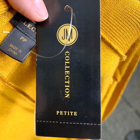 JM Collection Womens Cardigan Sweater Duster Laced Cuff Open Mustard 0 Petite - Picture 9 of 12